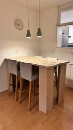 Steigerhouten hoge eettafel / bartafel met 4 eetkamerstoelen, Huis en Inrichting, Tafels | Eettafels, Ophalen, Gebruikt, 50 tot 100 cm