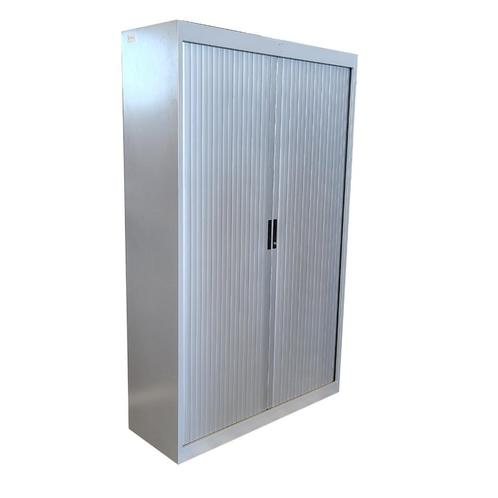 Roldeurkast Zilvergrijs H198 x B120 x D45, Huis en Inrichting, Kasten | Roldeurkasten en Archiefkasten, Gebruikt, 150 tot 200 cm
