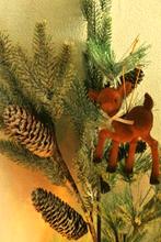 Kerst flock hertjes kerst tafereel kerstboom kerst decoratie, Ophalen of Verzenden, Gebruikt