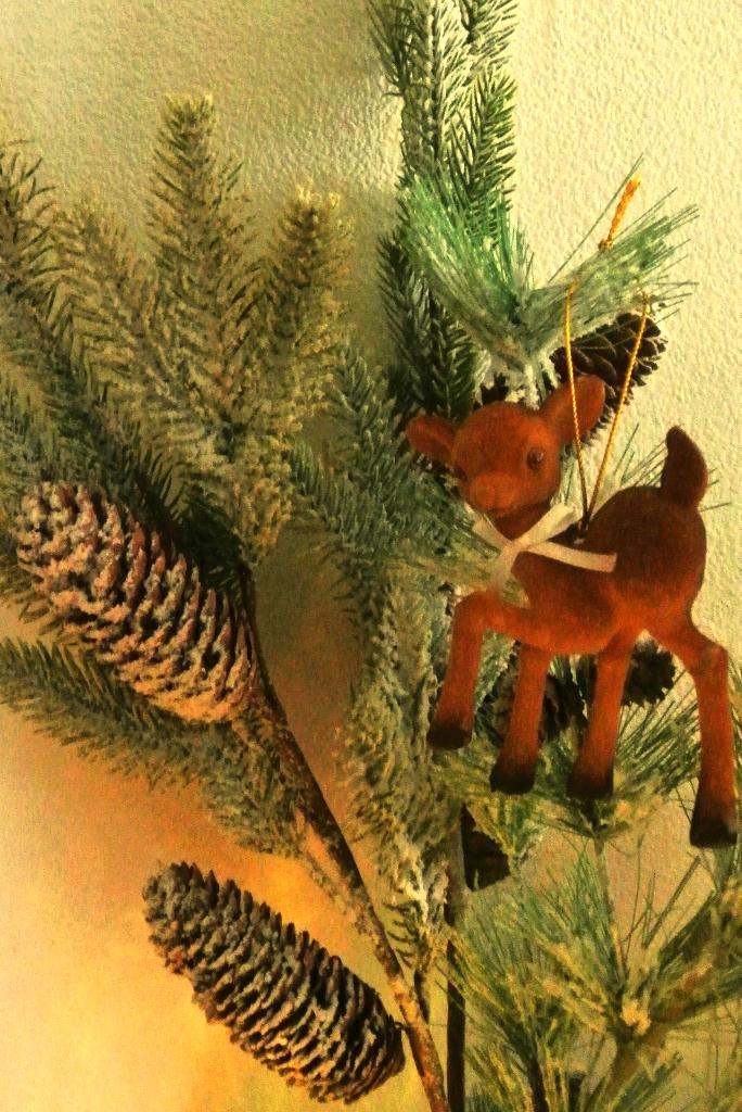 Kerst flock hertjes kerst tafereel kerstboom kerst decoratie, Diversen, Kerst, Gebruikt, Ophalen of Verzenden