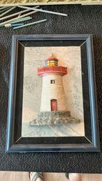 3D Vuurtoren op kaart in lijst 40x29x5cm, Minder dan 50 cm, Gebruikt, Ophalen of Verzenden, Schilderij