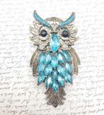 Blauw Uil Broche, Sieraden, Tassen en Uiterlijk, Broches, Overige materialen, Blauw, Ophalen of Verzenden, Zo goed als nieuw