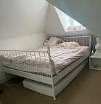 Ikea bed staal 140x200, Huis en Inrichting, Wit, Tweepersoons, Zo goed als nieuw, Hout