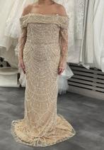 Prachtige Off-Shoulder jurk, Kleding | Dames, Trouwkleding en Trouwaccessoires, Ophalen of Verzenden, Zo goed als nieuw, Beige