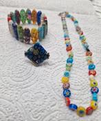 Millefiori Sieradenset: Ketting, Armband & Ring, Ophalen of Verzenden, Zo goed als nieuw, Overige kleuren, Overige materialen