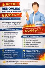 Nieuwbouw of renovatie? Renovlies + sauzen €9,99 p/m², Diensten en Vakmensen, Schilders en Behangers, Garantie, Behangen