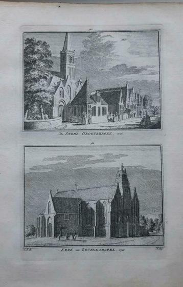 387-388*/ Stede Grootebroek en Bovenkarspel  gravure 1752 beschikbaar voor biedingen