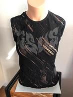 Vintage GSUS top zwart print mouwloos kant, Verzenden, Zwart, Zo goed als nieuw, Zonder mouw