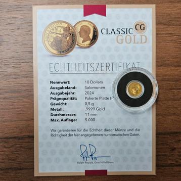 0.5 gram 9999 gouden proof munt beschikbaar voor biedingen
