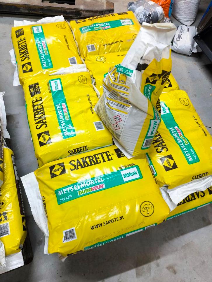 Sakrete Metselmortel met Kalk - 12,5 zakken (25kg), Doe-het-zelf en Verbouw, Metselstenen, Nieuw, Bakstenen, Ophalen