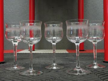 vintage dienblad met 5 mooie Leerdam wijn/likeur glazen !! beschikbaar voor biedingen