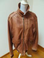 H38 MANGO stoere jas echt leer bruin XL 46/48, Mango, Bruin, Maat 46/48 (XL) of groter, Nieuw