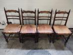 Vintage houten eetkamerstoelen ECHT SCHAPENLEER, Ophalen, Gebruikt, Bruin, Onbekend