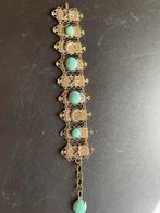 Antieke armband met turquoise bewerkte stenen, Ophalen of Verzenden