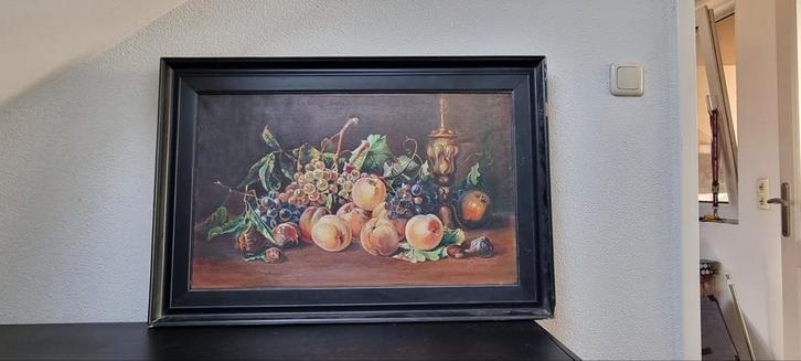 (Antiek) Stilleven Schilderij - Druiven & Perziken, Antiek en Kunst, Kunst | Schilderijen | Klassiek, Ophalen of Verzenden