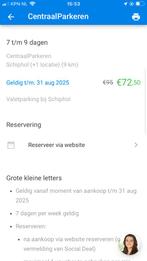 Valet parking Schiphol, Tickets en Kaartjes, Trein, Bus en Vliegtuig, Drie personen of meer, Overige typen