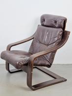 Vintage Coja fauteuil bruin leer bentwood ‘70 Scandinavisch, Huis en Inrichting, Fauteuils, Ophalen, Metaal, N, Vintage