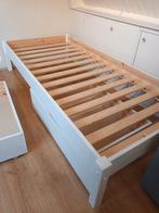 Eenpersoons bed met lades, Huis en Inrichting, Slaapkamer | Bedden, Ophalen, 90 cm, Eenpersoons, Wit