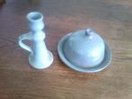 Botervloot en kandelaar  keramiek ijsblauw, Ophalen of Verzenden, Keramiek, Overige stijlen, Overige typen
