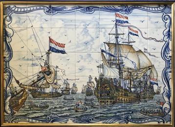 Tegeltableau Zeilschepen - polychroom - 5 x 7 tegels beschikbaar voor biedingen