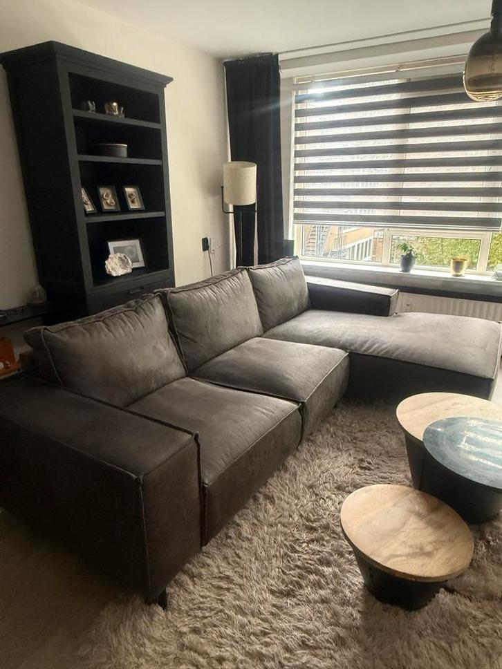 Lederen Loungebank - 3.19m - Onverwoestbaar!, Huis en Inrichting, Banken | Bankstellen, Gebruikt, Hoekbank, Vierpersoons of meer