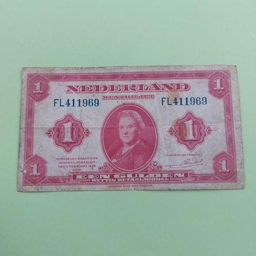 1 gulden muntbiljet uit 1943. ZFR, Postzegels en Munten, Bankbiljetten | Nederland, Los biljet, 1 gulden, Ophalen of Verzenden
