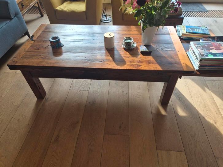 Authentieke Franse kersenhouten jachttafel, Huis en Inrichting, Tafels | Salontafels, Gebruikt, Minder dan 50 cm, 50 tot 100 cm