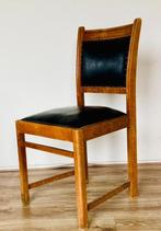 Vintage Houten Stoel met kunstLeren Bekleding, Ophalen, Gebruikt, Bruin, Eén