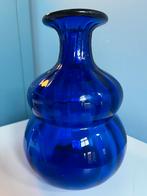 Vintage kobaltblauwe kalebasvaas. Handgeblazen., Ophalen of Verzenden