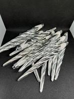 Kunststof zilver kerstbal pegels met glitter wit roze, Ophalen of Verzenden, Gebruikt