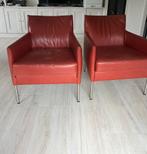 Fauteuils 2 stuks, Huis en Inrichting, Fauteuils, Ophalen, Gebruikt, 50 tot 75 cm, Leer