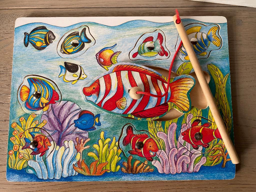 Houten speelgoed - vissen vangen met magneet - Puzzel, Kinderen en Baby's, Speelgoed | Houten speelgoed, Zo goed als nieuw, Overige typen