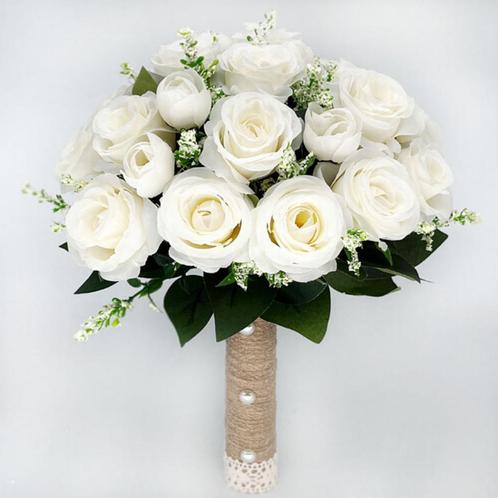 Kunst Rozen Bruidsboeket Nep Bloemen Bruids Boeket Trouwerij, Huis en Inrichting, Woonaccessoires | Kunstplanten en Kunstbloemen