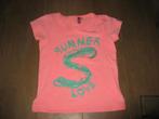 2 zgan t-shirts met print in zalmroze of blauw, mt 152, Verzenden, Zo goed als nieuw, Meisje, Shirt of Longsleeve