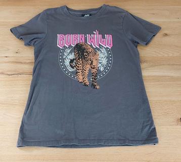 Antraciet grijs shirt met opdruk Born Wild