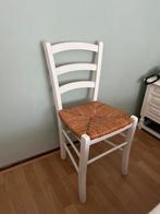 Wit houten stoel met rieten / rotan zitting, Ophalen