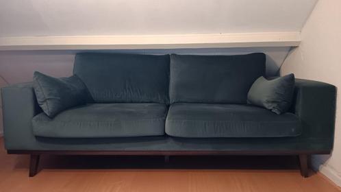 Populaire velours 2-zitsbank Torino groen Wehkamp 198x96x55, Huis en Inrichting, Banken | Bankstellen, Gebruikt, Rechte bank, Tweepersoons
