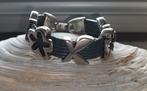 Armband van leer met 'leerschuivers', Ophalen of Verzenden, Zo goed als nieuw, Grijs, Leer