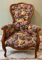 Charmante Biedermeier stoel met hortensia stof, Huis en Inrichting, Stoelen, Ophalen, Gebruikt, Overige kleuren, Eén