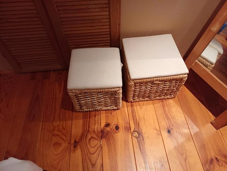 Set (2) Mandjes met Deksel - Verschillende Maten, Huis en Inrichting, Woonaccessoires | Kisten, Gebruikt, Minder dan 50 cm, Minder dan 50 cm