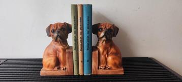 2x retro keramieken boekensteunen, Boxer puppy, 18x11x7 cm beschikbaar voor biedingen