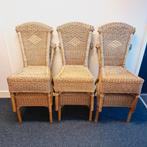 6x Rotan Eetkamerstoelen, Huis en Inrichting, Stoelen, Ophalen, Gebruikt, Bruin, Riet of Rotan