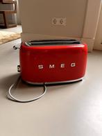 Rode Smeg broodrooster (4 boterhammen in 2 sleuven), Witgoed en Apparatuur, Ophalen of Verzenden, Zo goed als nieuw, Uitneembare kruimellade