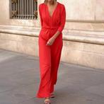Feversave vrouwelijke Pallazo jumpsuit lipstick rood M, Maat 38/40 (M), Verzenden, Feversave, Nieuw