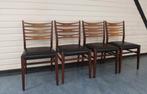 4x vintage eetkamerstoel teakhout houten stoelen, Ophalen, Gebruikt, Bruin, .