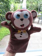 Handpop aap van Zeeman zachte velours poppenkastpop, Ophalen of Verzenden, Zo goed als nieuw, Overige typen
