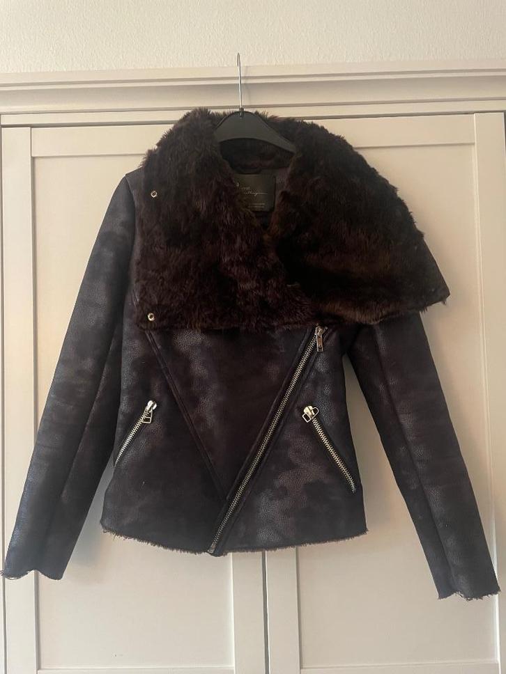 Warme dames jas met fake fur van Goosecraft maat S, Kleding | Dames, Jassen | Winter, Gedragen, Maat 36 (S), Blauw, Ophalen of Verzenden