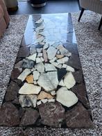 Vintage salontafel stenen in epoxy, Huis en Inrichting, Tafels | Salontafels, Ophalen, Gebruikt, 50 tot 100 cm, Rond