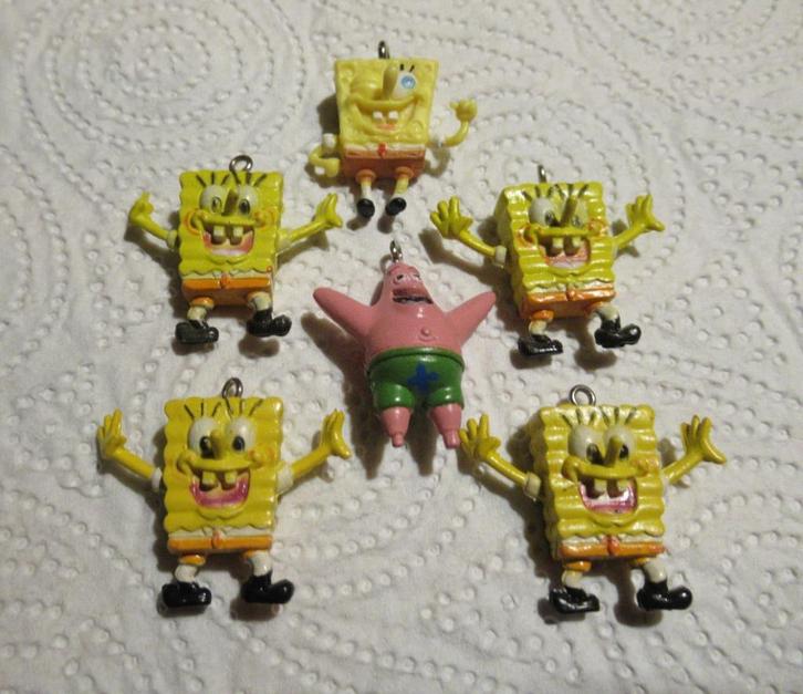5x SpongeBob hangers + 1x Patrick in 3d, Sieraden, Tassen en Uiterlijk, Bedels, Nieuw, Overige merken, Overige materialen, 4 bedels of meer