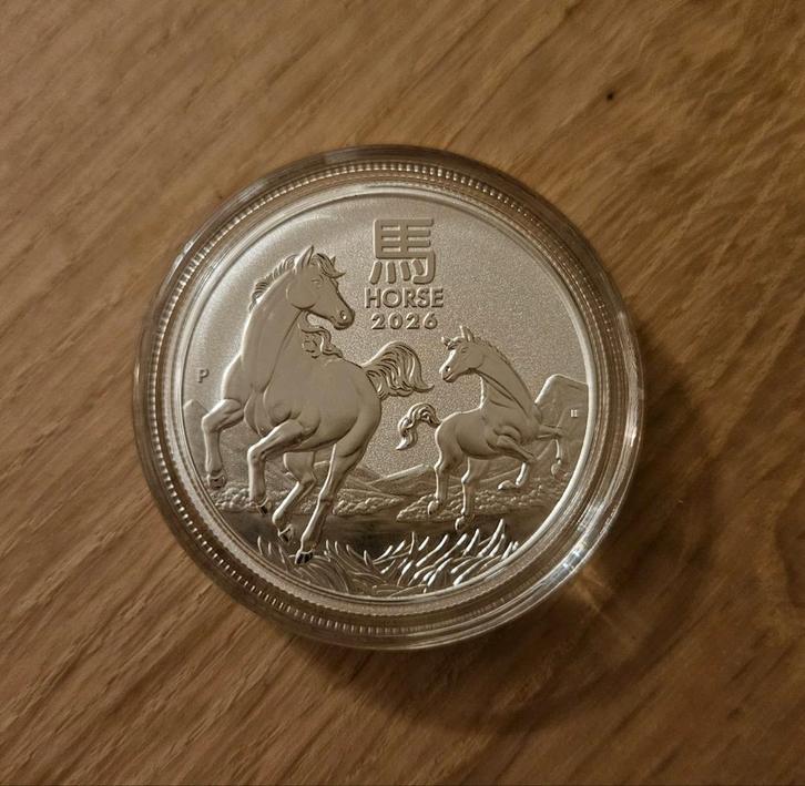 1/2 oz Perth Mint Lunar 3 Horse 2026 zilveren munt, Postzegels en Munten, Edelmetalen en Baren, Zilver, Verzenden
